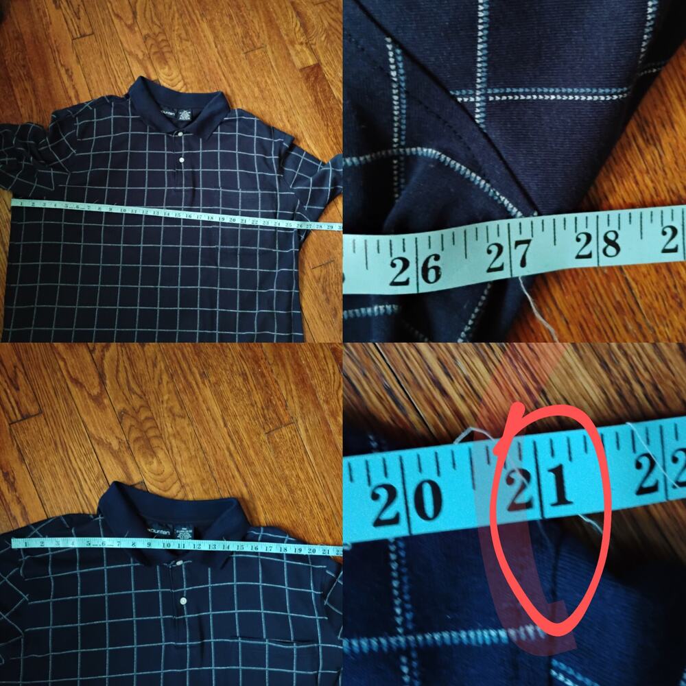 Vintage 90s Puritan Navy White Check Polo Shirt XL Short Cotton - Picture 14 of 17